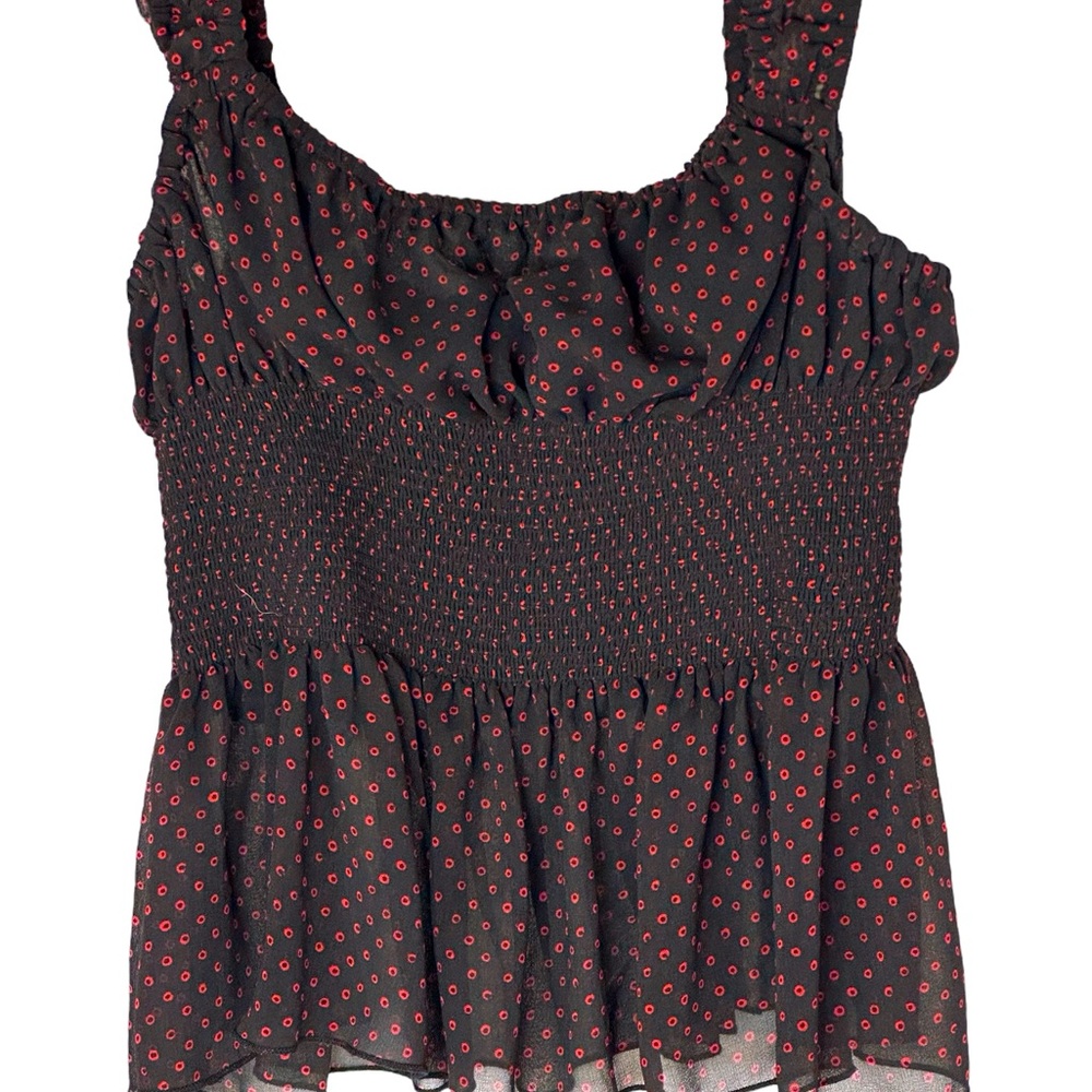 Red and Black Ruffle Top